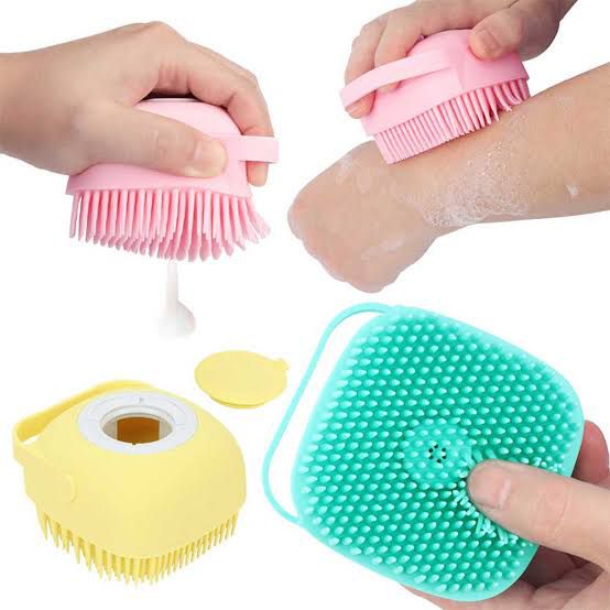 Silicone Bath Body Brush, Exfoliating Body Scrub Brush with Soap Dispenser, Ultra Soft Bath Sponge Shower Brush and Body Massager, Baby Shower Brush, Shampoo and Gel Dispenser