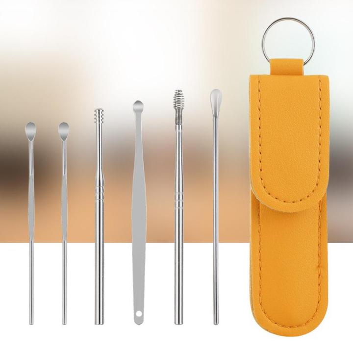 Ear Wax Cleaning Kit 6 Pcs Ear Pick Tools, Wax Removal Kit, Ear Cleaning Tool Set, Spring Earwax Cleaner Tool for Children and Adult