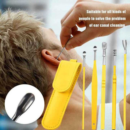 Ear Wax Cleaning Kit 6 Pcs Ear Pick Tools, Wax Removal Kit, Ear Cleaning Tool Set, Spring Earwax Cleaner Tool for Children and Adult